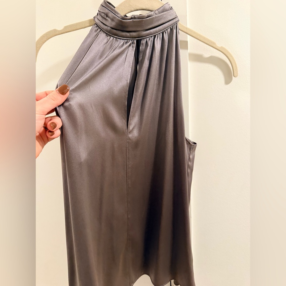 Generation love grey satin halter top XS